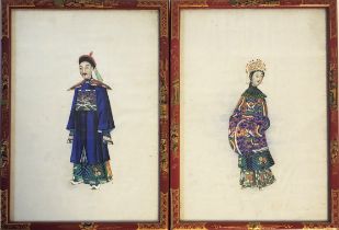 A PAIR OF CHINESE LATE QING DYNASTY WATERCOLOUR STUDIES ON RICE PAPER, CIRCA 1900 Both depicting