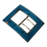 AN EDWARDIAN LIBERTY & CO. SILVER BELT BUCKLE Birmingham, 1908, with a blue turquoise enamel