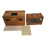 A GERMAN WWII U-BOAT PINE CASED BAROGRAPH BY LUFT With original graphs,ink bottle and paperwork,