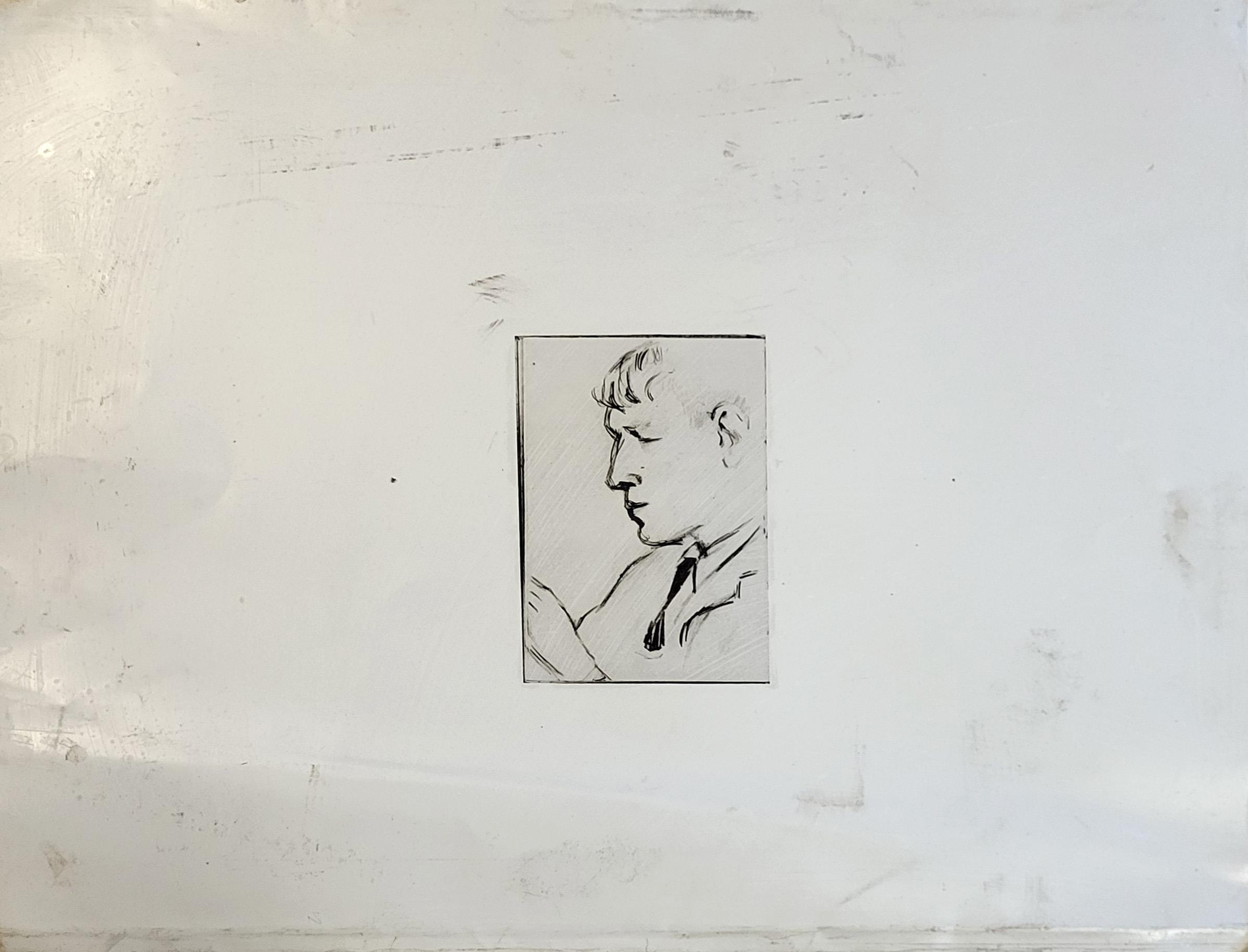 MAURICE FIELD, 1905 - 1998, ORIGINAL LITHOGRAPHIC ZINC PLATE OF W.H. AUDEN FOR THE LIMITED EDITION - Bild 2 aus 3