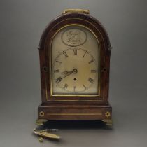 GAZE, LONDON, AN EARLY 19TH CENTURY MAHOGANY BRASS INLAID TABLE CLOCK TIMEPIECE BY GAZE LONDON Brass