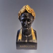 A LIFE SIZE BLACK COMPOSITION PORTRAIT BUST NAPOLEON BONAPARTE Modelled as a Roman emperor wearing