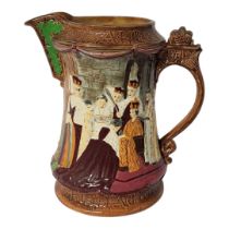 BURLEIGH, A QUEEN ELIZABETH II COMMEMORATIVE POTTERY JUG Moulded figural scene, marked to base In