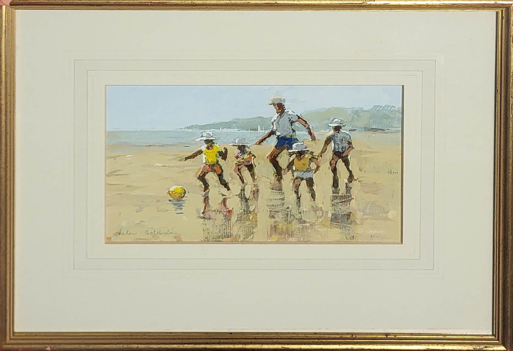 VALERIE BATCHELOR, GOUACHE Titled ‘Beach Games’, signed lower left, framed. 37cm x 31cm - Image 2 of 4