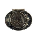 A RARE TORTOISESHELL AND WHITE METAL SNUFF BOX The lid carved with a portrait of King Charles II,