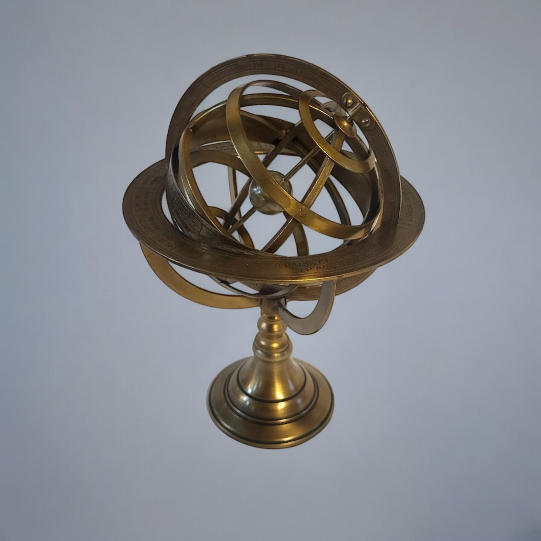 AFTER G. GOBILLE, A 19TH CENTURY STYLE BRASS ARMILLARY SPHERE Engraved A Paris Chez G. Gobille, a