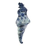 AN EARLY 20TH CENTURY FRENCH FAIENCE POTTERY WALL POCKET Cornucopia form, having a Dragon finial and