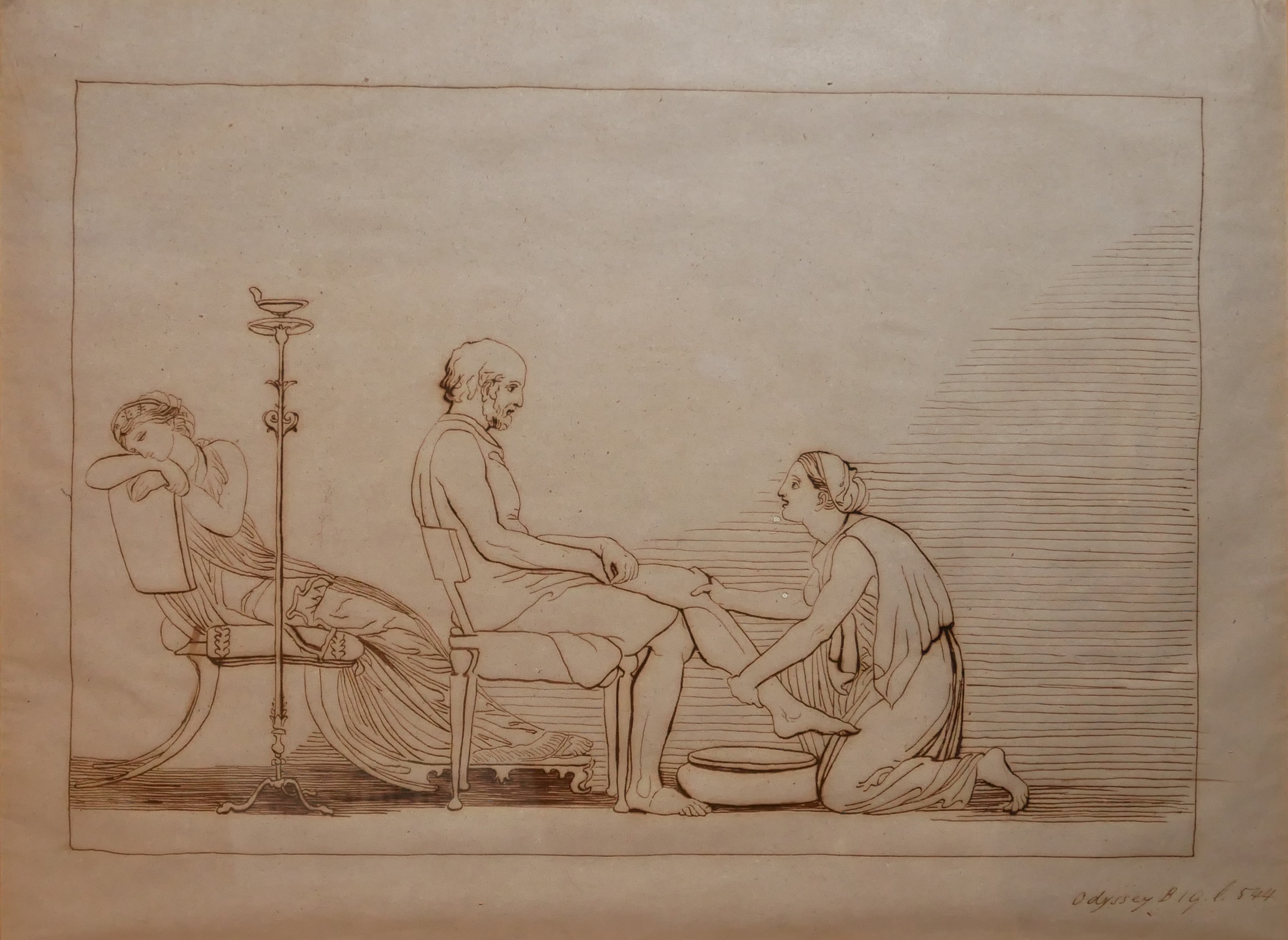 ATT: JOHN FLAXMAN, BRITISH, 1755 - 1826, INK ON PAPER Six original drawings for the Iliad, some - Image 6 of 11