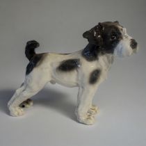 A FRENCH HARD PASTE PORCELAIN MODEL OF A TERRIER DOG, CIRCA 1930 - 1950 In standing position,