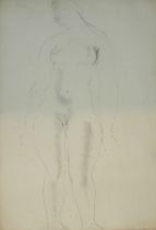 FRANK DOBSON, ENGLISH, 1886 - 1963, PENCIL AND CHALK Standing Female Nude. (58.5cm x 75.5cm frame/