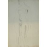 FRANK DOBSON, ENGLISH, 1886 - 1963, PENCIL AND CHALK Standing Female Nude. (58.5cm x 75.5cm frame/