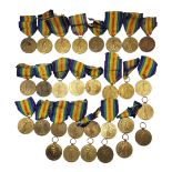 A COLLECTION OF THIRTY WWI BRONZE BRITISH ARMY VICTORY MEDALS To include 19th London Regiment,