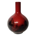 ROYAL DOULTON, A MID 20TH CENTURY FLAMBE VEINED RANGE BOTTLE FORM VASE Pattern no: 1818, designed