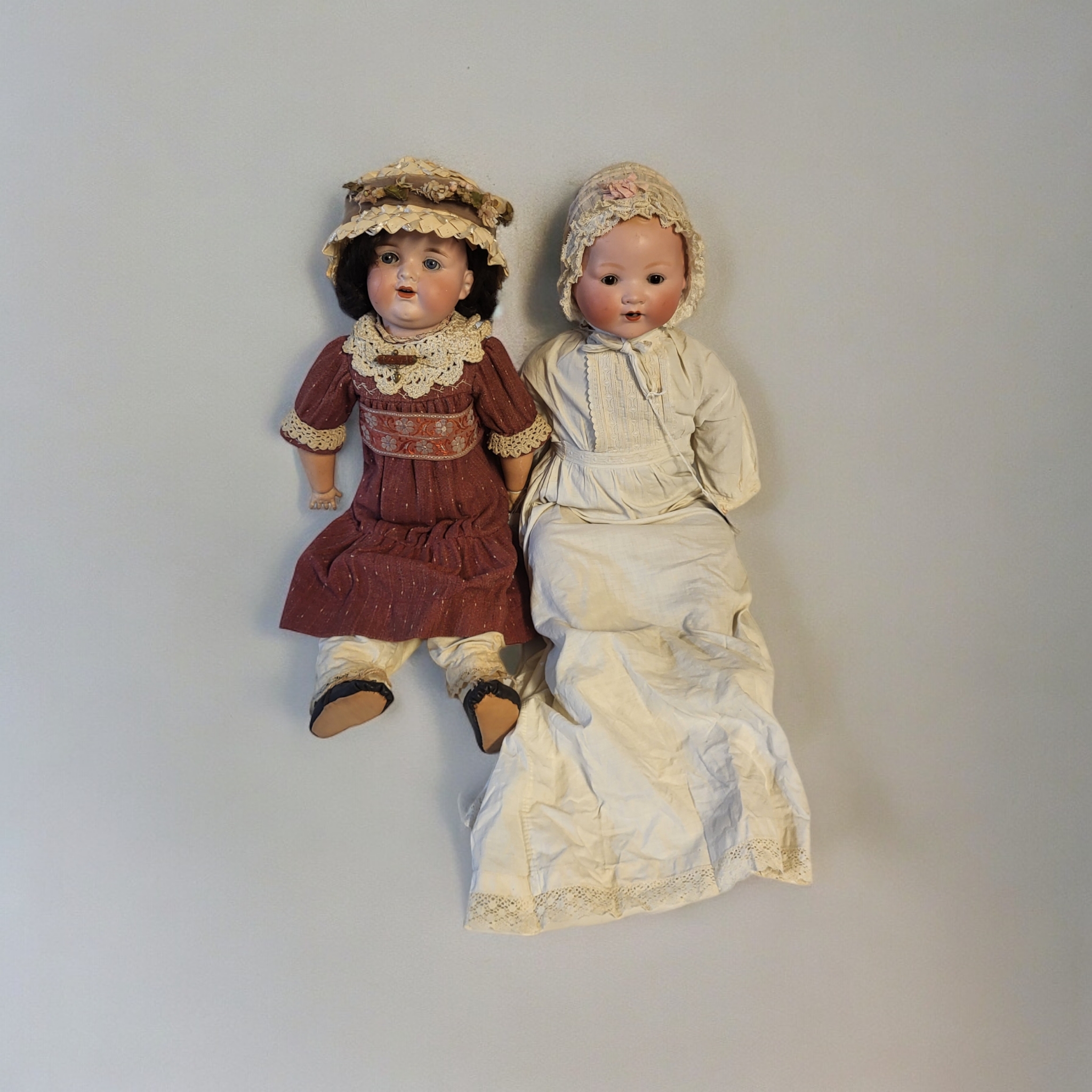 ARMAND MARSEILLE, BISQUE HEADED BEBE DOLL RANGE Five piece composition body, original nightdress,