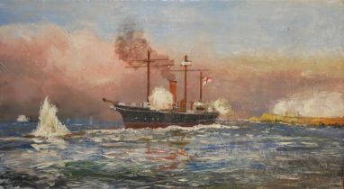 AFTER, CHARLES DIXON, 1872 - 1934, OIL ON CANVAS Titled ‘HMS Condor Bombardment of Alexandria