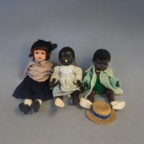 AN EARLY 20TH CENTURY ENGLISH PEDIGREE FACTORY BISQUE HEADED MULATO COMPOSITION DOLL Five piece