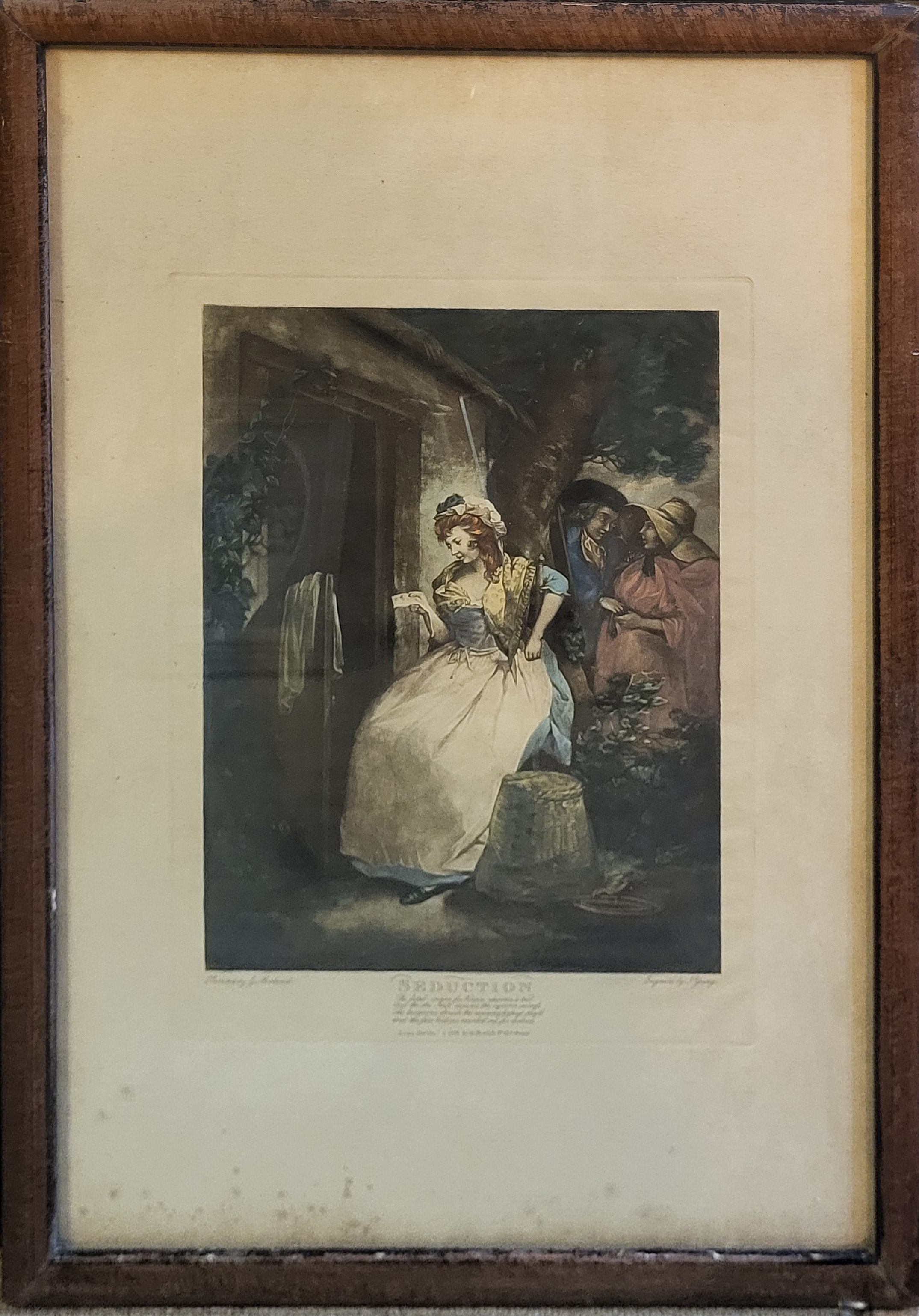 AFTER MORLAND ORIGINALS, A PAIR OF ANTIQUE ENGRAVINGS Titled 'Seduction and Credulous Innocence', - Bild 2 aus 3