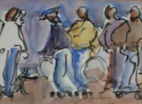 VICTORIA GAMBERONI, ENGLISH, XX, WATERCOLOUR Titled ‘Promenade Santa Monica, Los Angeles’, signed