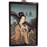 A LATE 19TH/EARLY 20TH CENTURY CHINESE LATE QING DYNASTY PERIOD REVERSE GLASS PAINTING OF A NOBLE