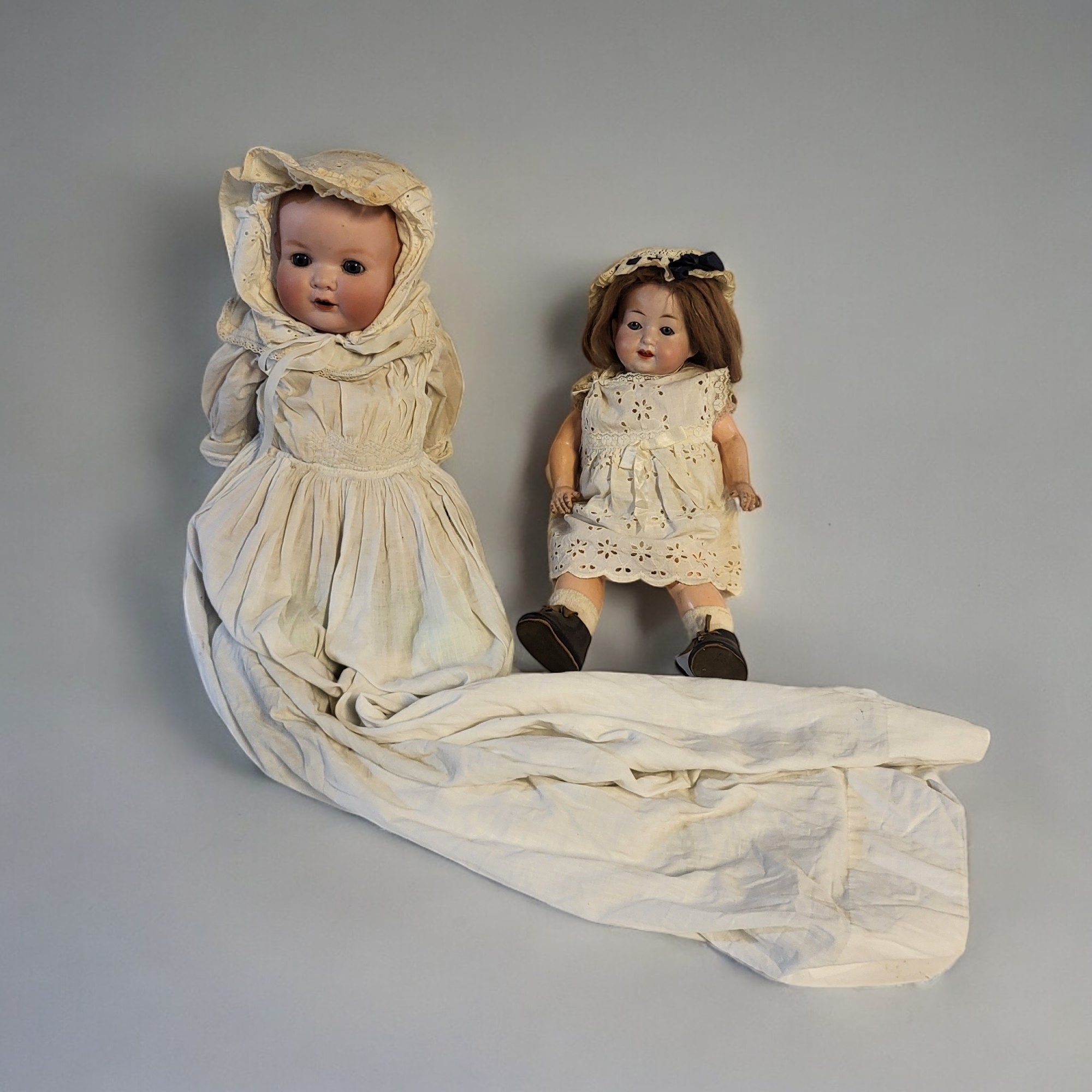 ARMAND MARSEILLE, BISQUE HEADED BEBE DOLL Five piece jointed composition body, glass open and