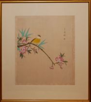 A PAIR OF 20TH CENTURY JAPANESE WATERCOLOURS OF BIRDS To include calligraphy artwork with