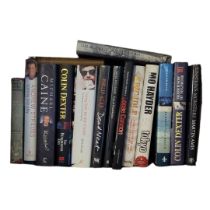 A COLLECTION OF FIFTEEN SIGNED FIRST EDITIONS To include Micheal Caine, Colin Dexter, Rodney Marsh.