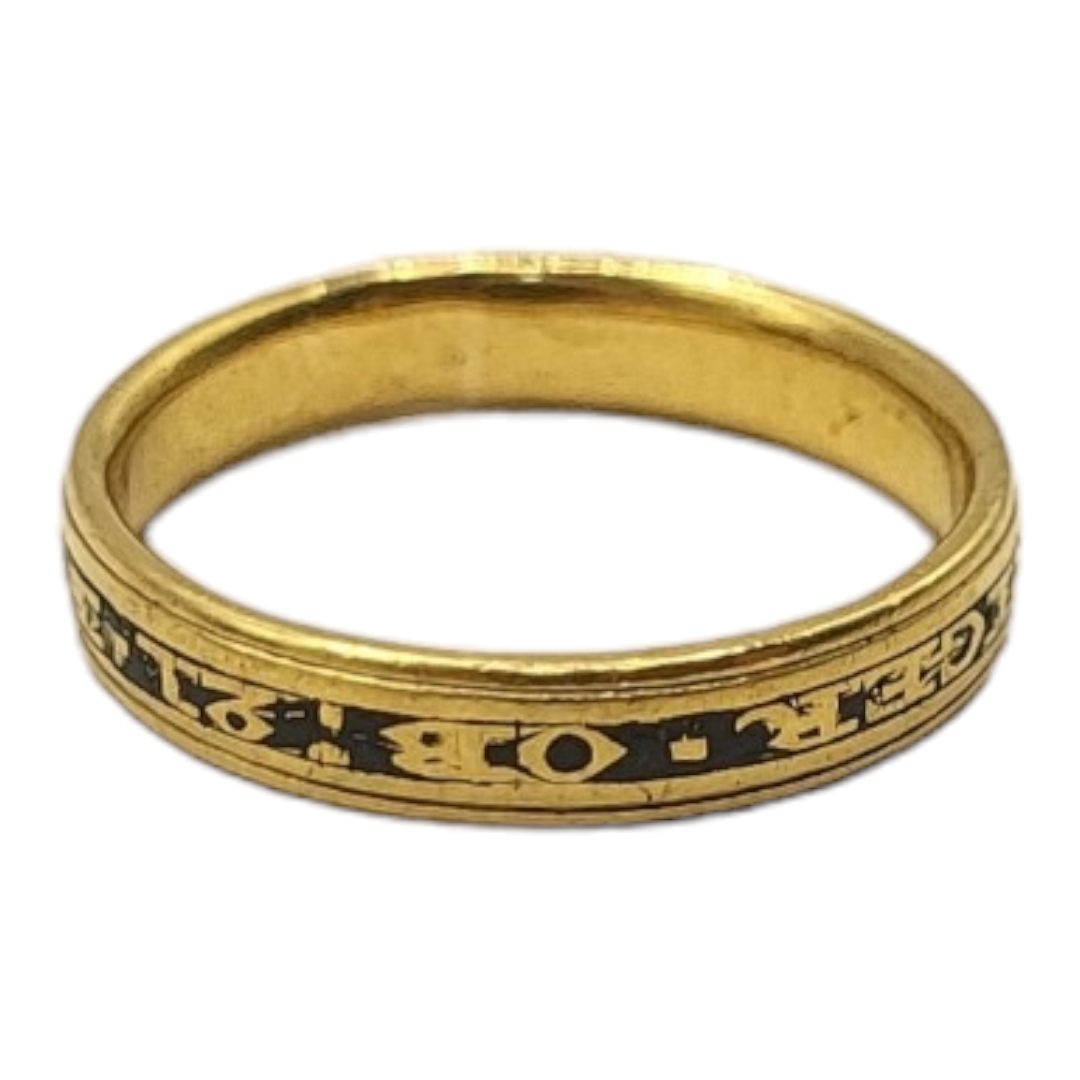 A GEORGIAN SILVER GILT AND ENAMEL MOURNING RING Marked in blue Enamel 'Ettz Pinniger Ob 21 Feb 1799, - Image 2 of 4