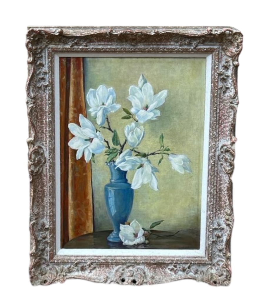 A.U. ROACH, 20TH CENTURY OIL ON BOARD Still life, flowers, signed, in a decorative gilt frame. (59cm