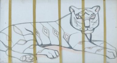 ELISABERH KOSTER, WATERCOLOUR White Tiger, monogrammed lower right, bearing label verso, framed.