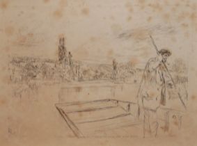 JAMES MCNEILL WHISTLER, AMERICAN, 1834 - 1903, ETCHING AND DRYPOINT ON IVORY CHINE MOUNTED ON