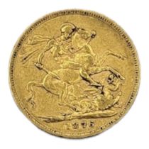 A VICTORIAN 22CT GOLD FULL SOVEREIGN COIN, DATED 1876 With young Victoria portrait and King George