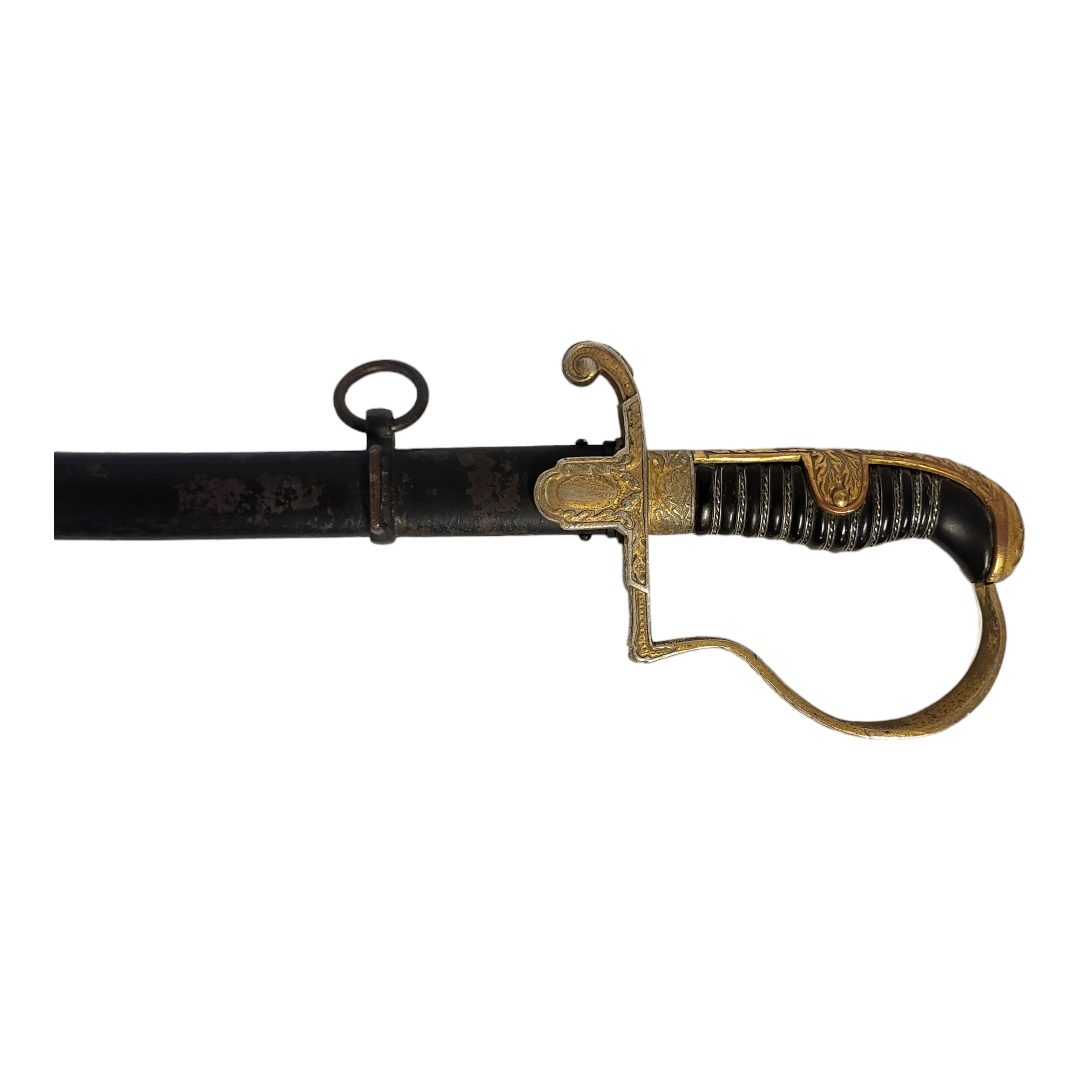 A GERMAN WWII OFFICERS SWORD AND SCABBARD Gilt metal guard, by Eickhorn. Condition: gilding and - Image 3 of 6