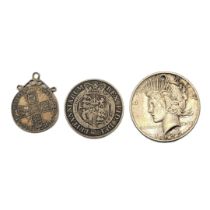 A COLLECTION OF 18TH CENTURY AND LATER SILVER COINS King George II Half Penny, dated 1758, with