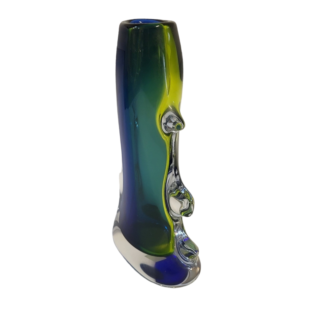 ERIKA HOGLUND, A 20TH CENTURY SWEDISH ART GLASS VASE Blue and green glass with engraved mark to base - Image 2 of 3