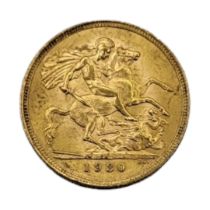 AN EARLY 20TH CENTURY 22CT GOLD FULL SOVEREIGN COIN, DATED 1930 With King George V portrait bust and