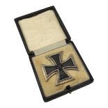 A GERMAN WWII 1ST CLASS IRON CROSS Pin stamped 113, boxed.