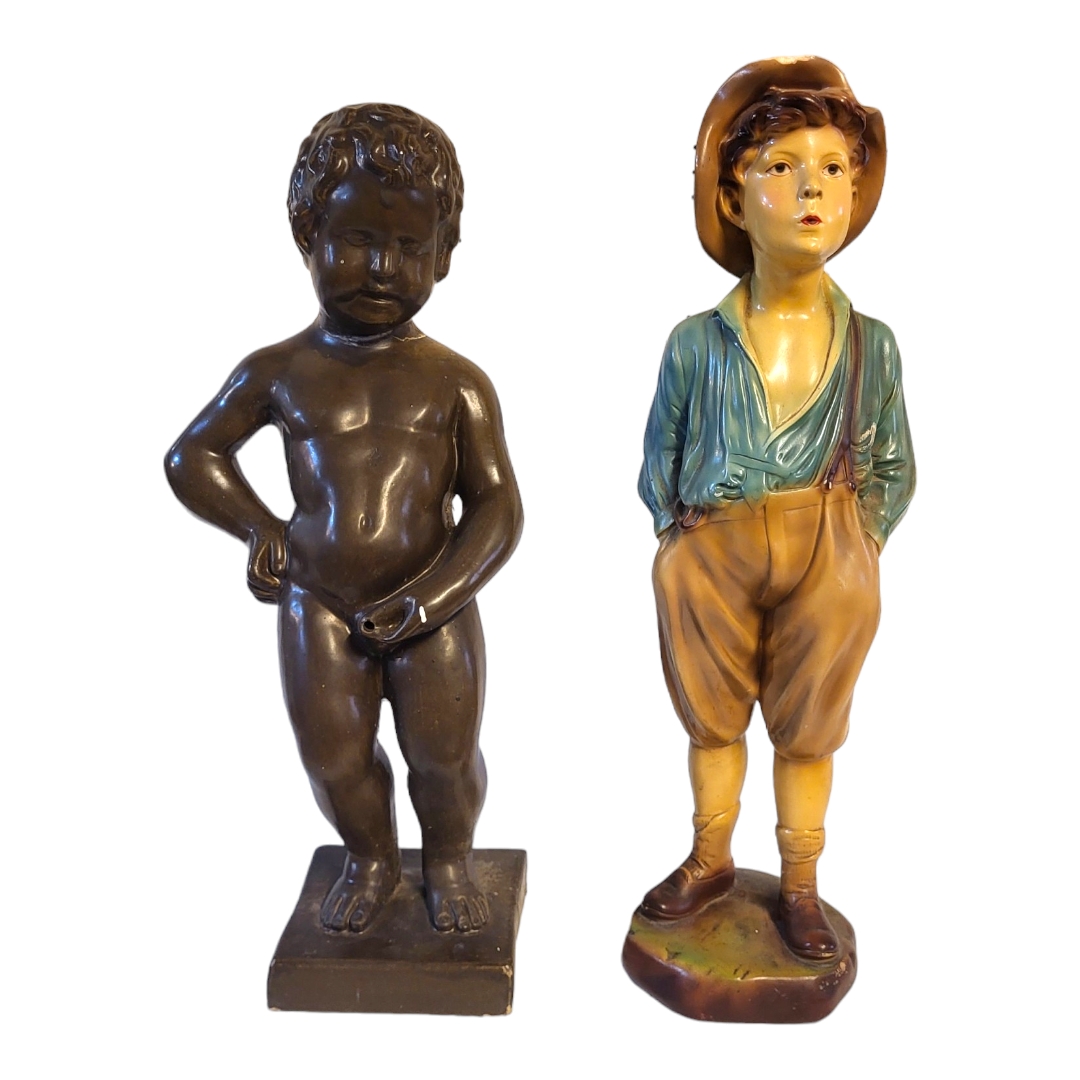 A MID 20TH CENTURY BROWN BRONZED GLAZED EARTHENWARE FIGURE OF A NUDE ITALIAN BOY Standing - Image 2 of 2