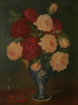 EMMA C.W. HUNT (XX), OIL ON CANVAS, DATED 1886 Titled ‘Roses’, signed verso, framed and glazed. (