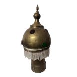 AN EARLY 20TH CENTURY ARABESQUE DESIGN BRASS TABLE LAMP Domed globular brass shade applied with