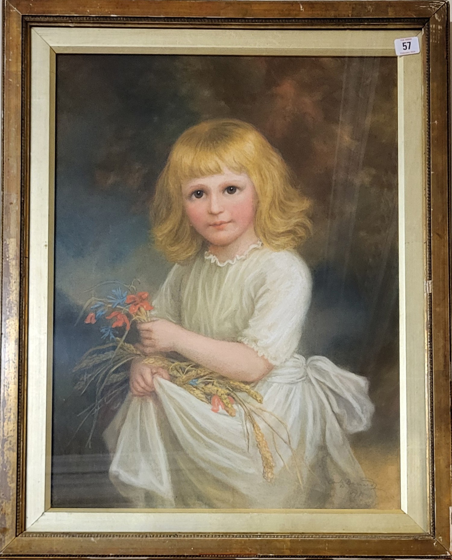 EMILY BARNARD, 1884 - 1911, A VICTORIAN PASTEL PORTRAIT Young child wearing period attire - Image 2 of 2