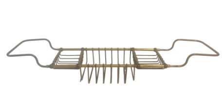 AN EDWARDIAN HEAVY BRASS AND COPPER BATH RACK. (69cm x 15cm x 11cm) Condition: good overall