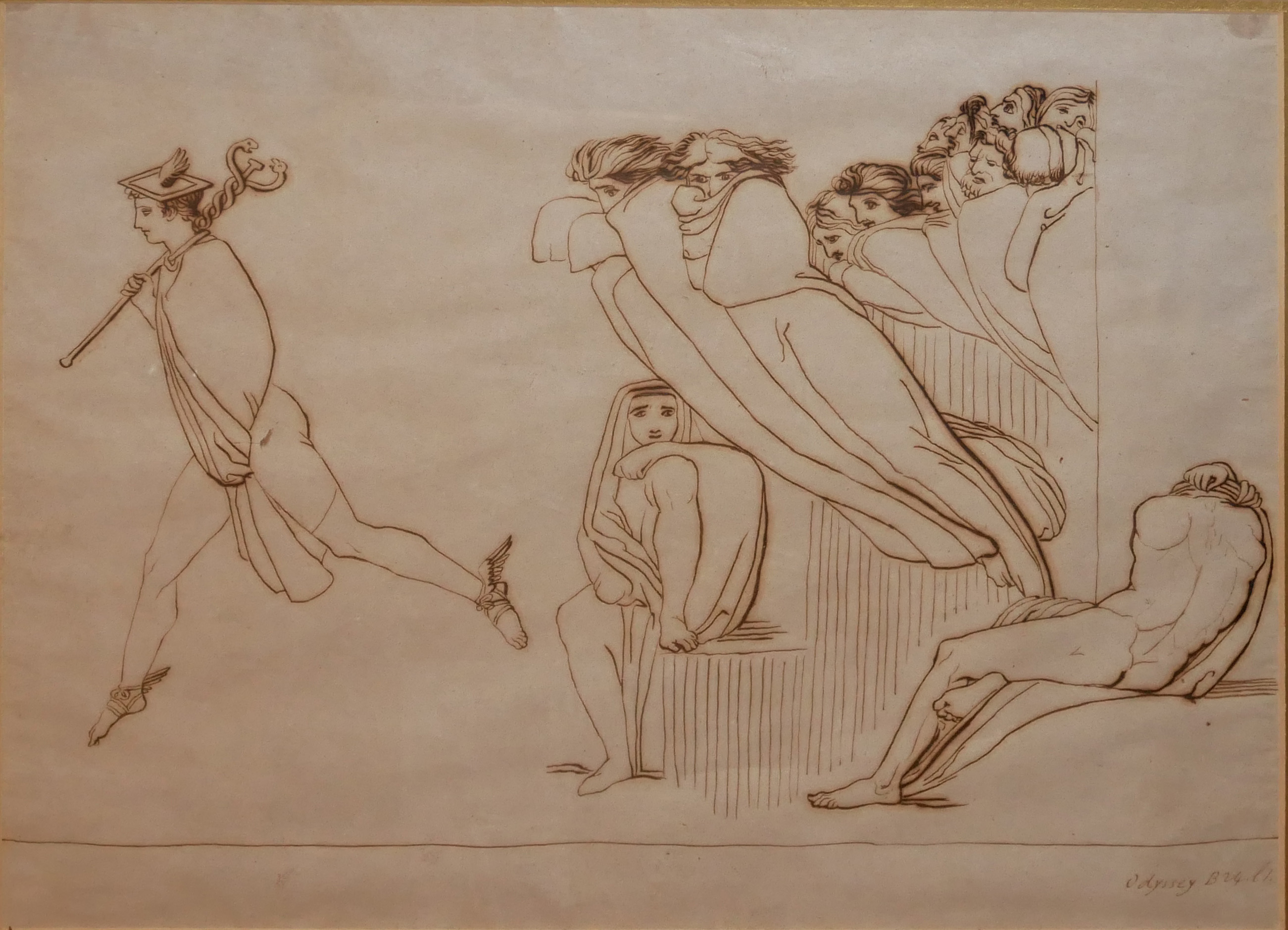 ATT: JOHN FLAXMAN, BRITISH, 1755 - 1826, INK ON PAPER Six original drawings for the Iliad, some - Image 11 of 11