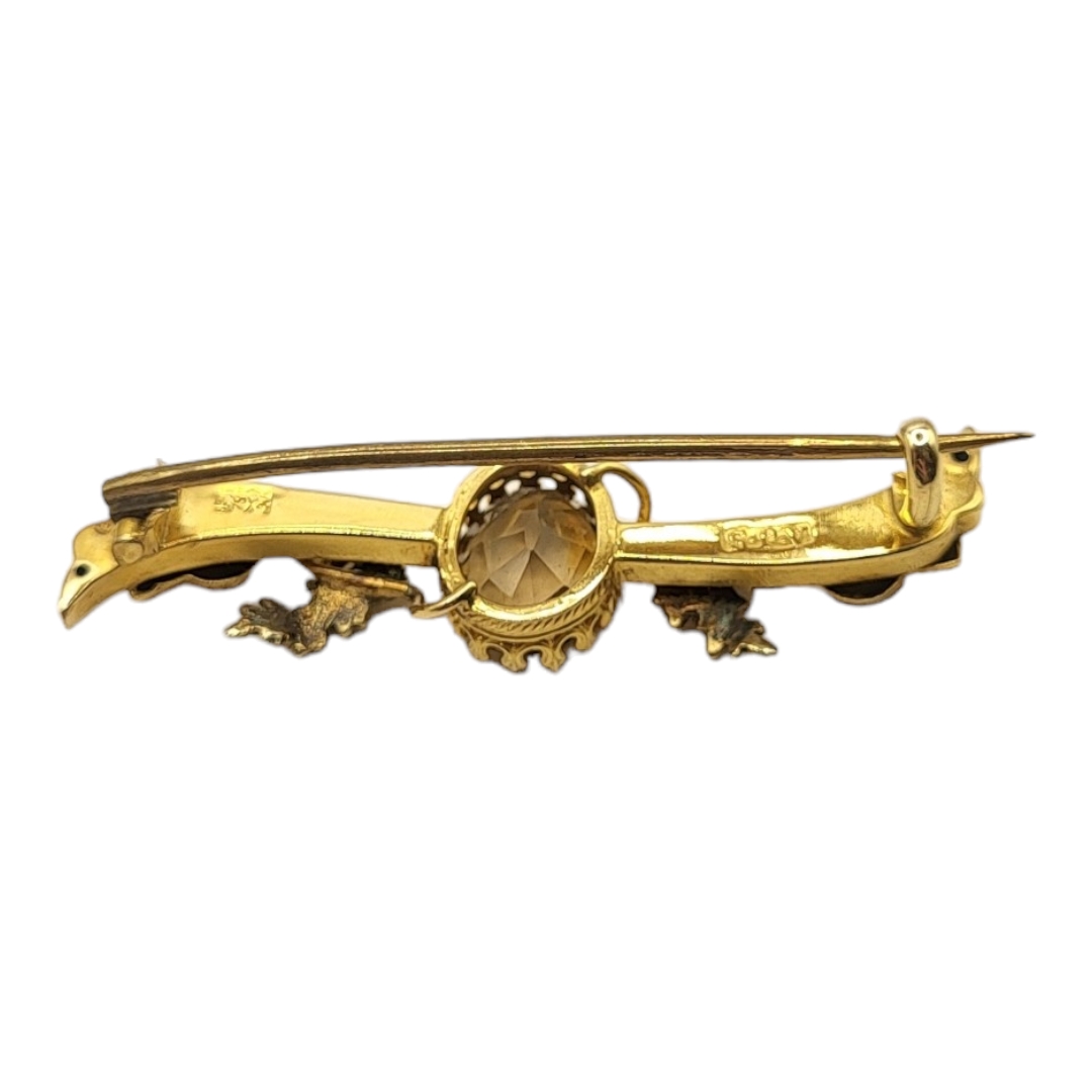 HINDS OF ISLINGTON, A VICTORIAN 9CT GOLD AND CITRINE BROOCH The oval cut stone with Scottish thistle - Image 4 of 4