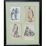 AFTER JACQUES KALLO, A COLLECTION OF TWELVE 17TH CENTURY ENGRAVINGS, FRAMED. 31cm x 39cm