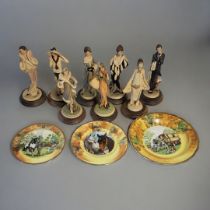 A SET OF EIGHT ROYAL NAPLES CAPODIMONTE FACTORY MOULDED COMPOSITION OF AN ART DECO STYLE FASHION