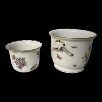 HEREND, A PORCELAIN PLANTER Decorated with birds and butterflies along with another smaller