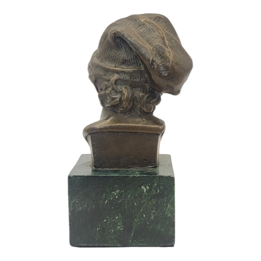 AFTER JULES DALOU, 1838 - 1902, A BRONZE BUST OF AN ITALIAN ADOLESCENT BOY On green faux marble - Image 4 of 5