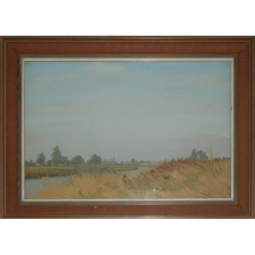 ANTHONY DAY, 1922 - 2023, FEN COUNTRY ARTIST EGG TEMPERA Titled ‘A Quite Autumn In The Fenns, 1988’, - Image 5 of 5