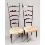 PAOLO BUFFA, A PAIR OF MID 20TH CENTURY HIGH BACK CHIAVARI CHAIRS, ITALY, 1950S. (h 135cm)