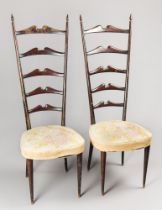 PAOLO BUFFA, A PAIR OF MID 20TH CENTURY HIGH BACK CHIAVARI CHAIRS, ITALY, 1950S. (h 135cm)